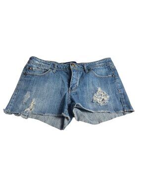 Miley Cyrus Max Azria Womens Distressed Denim Jean Shorts 13 JR. Medium Wash Y2K